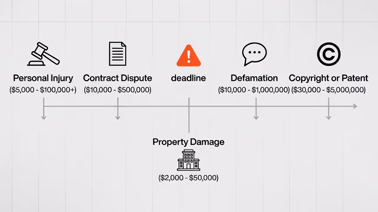 Timeline showing different statute-of-limitations ranges for common civil claims.