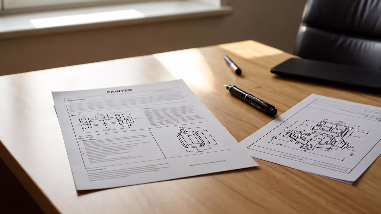 Patent document and product component placed side by side for comparison