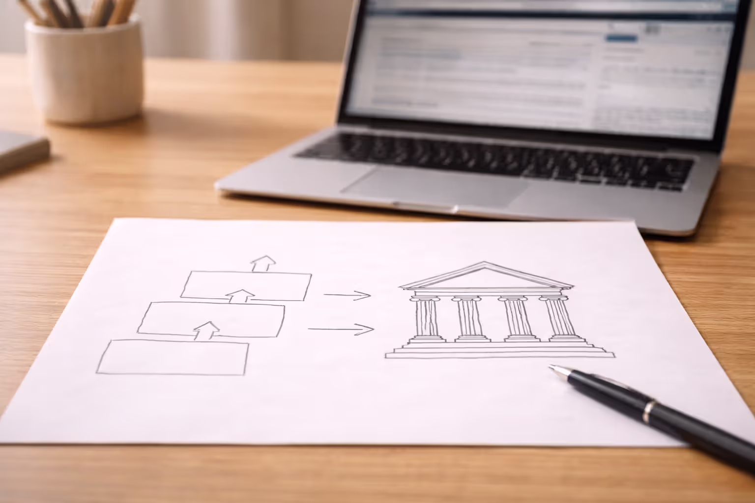 Authority flows upward through the court system.