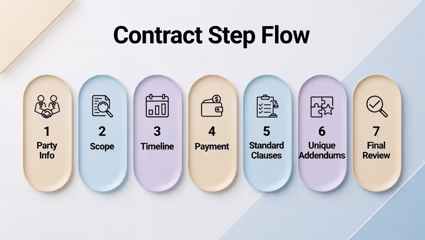 Step-by-step flowchart for customizing a consulting agreement template